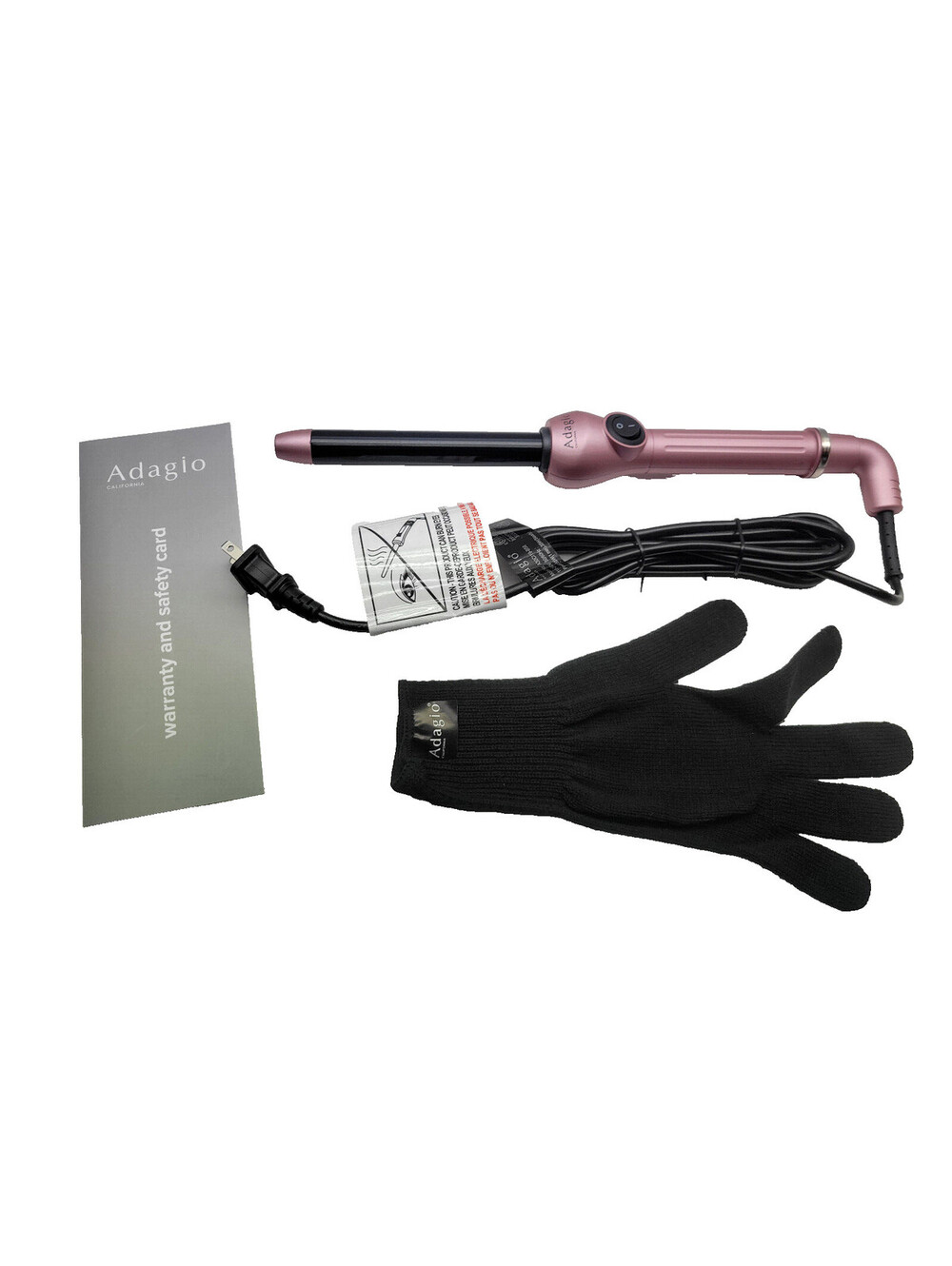 Adagio 19MM Clipless Curling Wand Tourmaline infused Ceramic Pink  **NWOB**